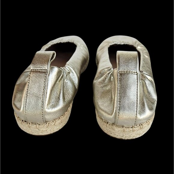 Cole Haan Platinum Gold Leather Espadrille Flats Size 9B Grand 360 New With Tags - Picture 9 of 11